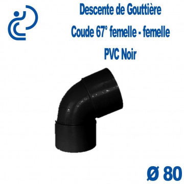 Coude de Gouttière PVC Noir 67° Ø80 Femelle - Femelle