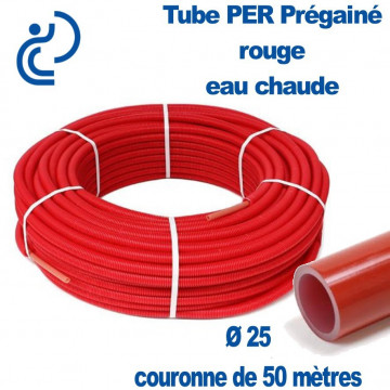 Tube PER rouge PréGainé Ø25 en Couronne de 50 mètres
