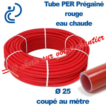 Tube PER Rouge Ø25  PréGainé Coupé au mètre