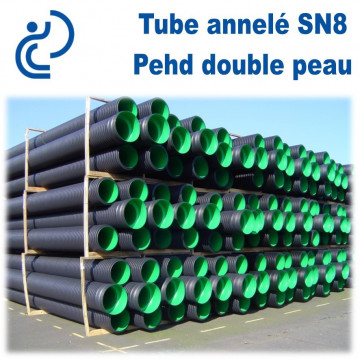 Tube annelé Double Paroi PEHD D300 barre de 6ml AQUATUB
