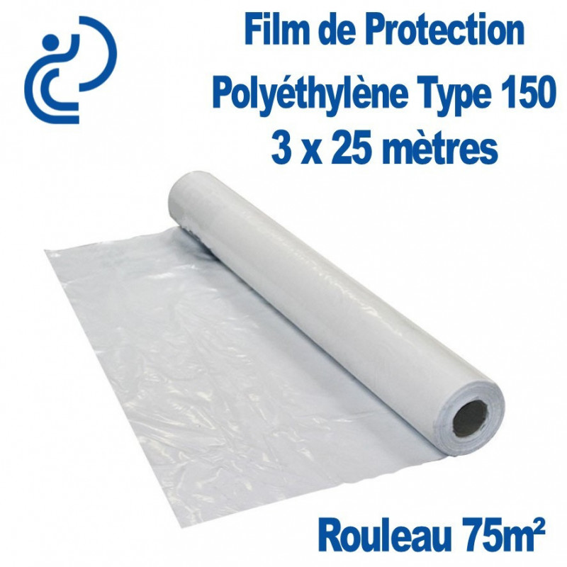 Film de Protection Polyéthylène Type 150 3x25m rouleau de 75m²