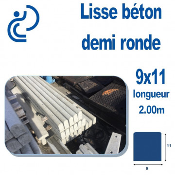 Lisse Béton Demi Ronde 9x11 longueur 2 mètres