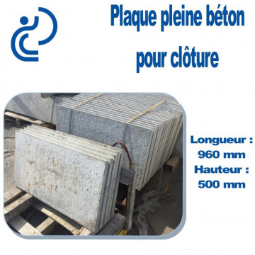 Plaque de Clôture Béton Pleine Longueur 960 mm x Hauteur 500 mm
