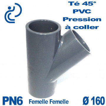 Culotte 45° PVC Pression D160 PN6 à coller