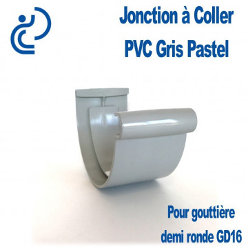 JONCTION PVC GRIS PASTEL A COLLER POUR GOUTTIERE GD16