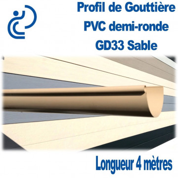 Gouttière PVC Demi ronde GD33 Sable en longueur de 4ml