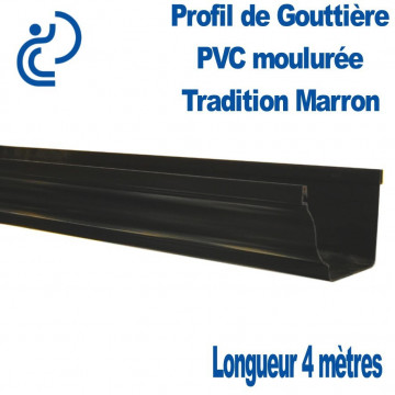 Gouttière PVC TRADITION ton marron moulurée en longueur de 4ml