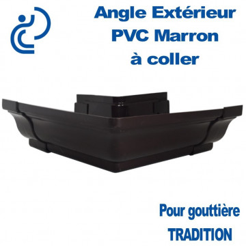 ANGLE EXTERIEUR A COLLER EN PVC MARRON POUR GOUTTIERE TRADITION