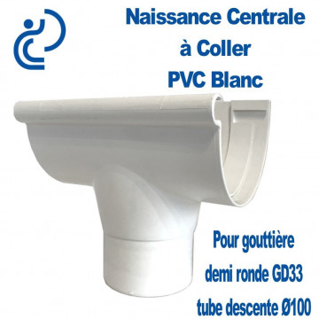 Naissance centrale à coller en PVC blanc pour GD33/D100
