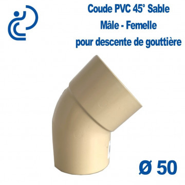 Coude gouttière PVC Sable 45° MF D50