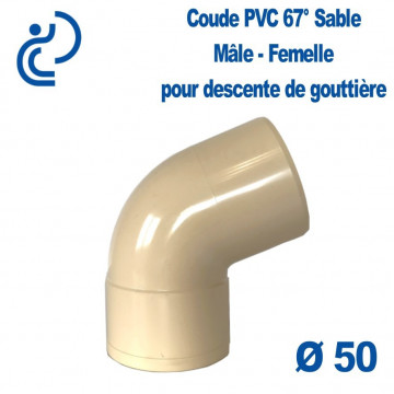 Coude gouttière PVC Sable 67° MF D50