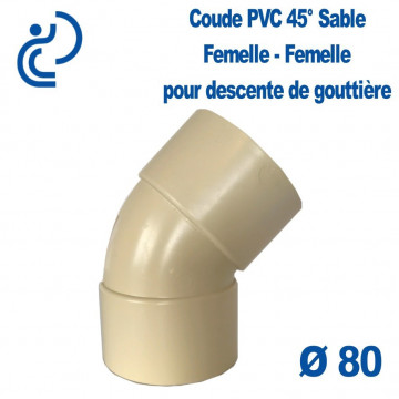Coude de Gouttière PVC Sable 45° Ø80 Femelle - Femelle