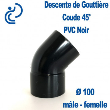 Coude gouttière PVC noir 45° MF D100