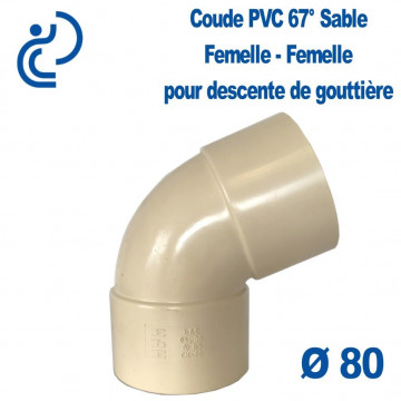 Coude de Gouttière PVC Sable 67° Ø80 Femelle - Femelle