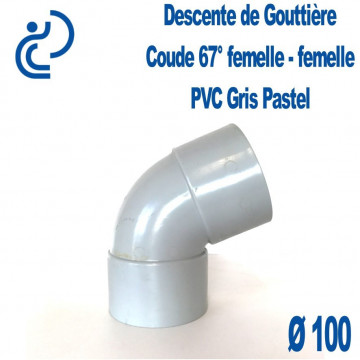 Coude gouttière PVC gris pastel 67° FF D100