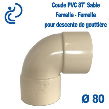 Coude de Gouttière PVC Sable 87° Ø80 Femelle - Femelle