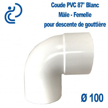 Coude gouttière PVC blanc 87° MF D100