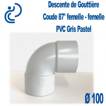 Coude gouttière PVC gris pastel 87° FF D100