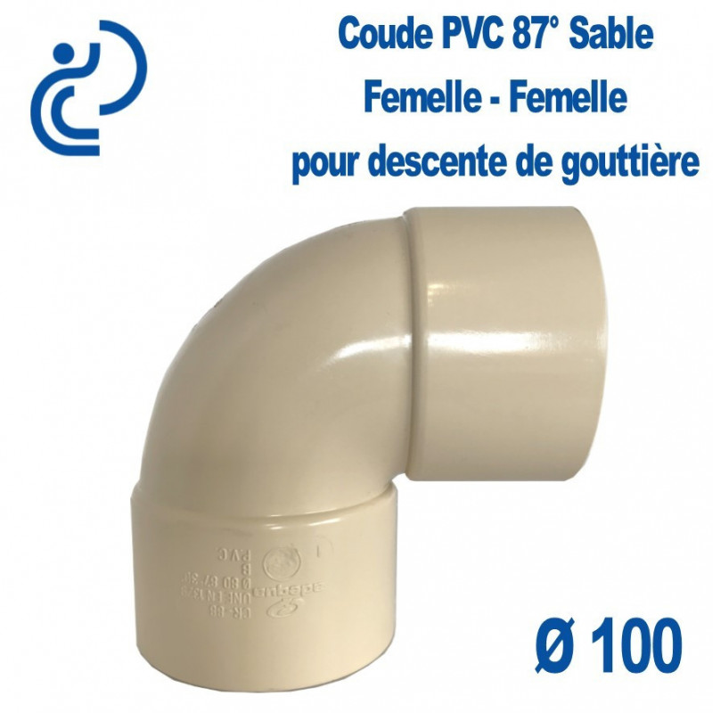 Coude gouttière PVC sable 87° FF D100