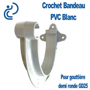 CROCHET BANDEAU PVC BLANC POUR GOUTTIERE GD25