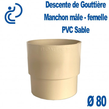 Manchon pour Descente de Gouttière PVC Sable Ø80 Mâle-Femelle