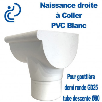 NAISSANCE DROITE A COLLER EN PVC BLANC POUR GD25