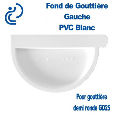 FOND DE GOUTTIERE GAUCHE EN PVC BLANC POUR GD25