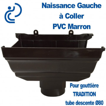 NAISSANCE GAUCHE A COLLER EN PVC MARRON POUR GOUTTIERE TRADITION