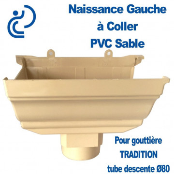 NAISSANCE GAUCHE A COLLER EN PVC SABLE POUR GOUTTIERE TRADITION