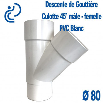 CULOTTE GOUTTIERE PVC BLANC 45° MF D80