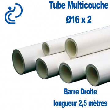 Tube Multicouche Ø16 x 2 barre droite de 2,5 mètres