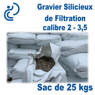 Gravier Silicieux de filtration Calibre 2 / 3,5  Sac de 25kg