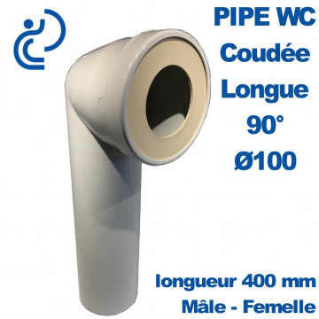 Pipe WC Coudée Longue D100 90° L400 Mâle Femelle