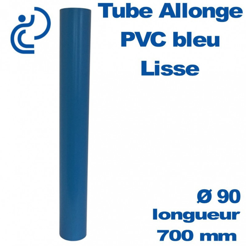 Tube allonge lisse 700 mm en PVC bleu
