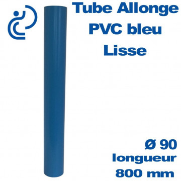 Tube allonge lisse 800 mm en PVC bleu