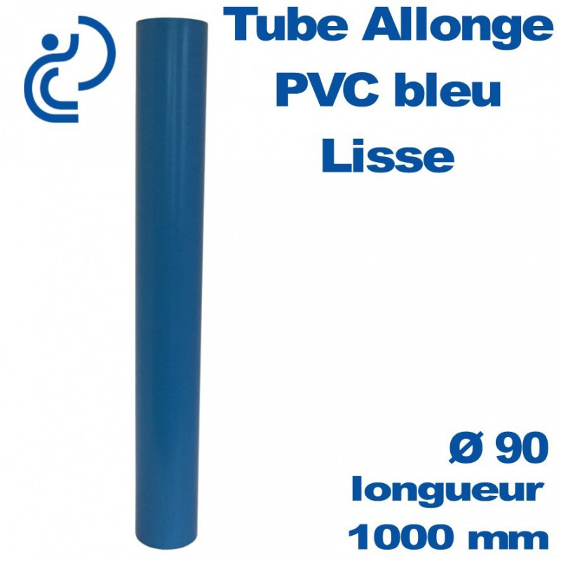 Tube allonge lisse 1000 mm en PVC bleu