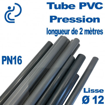 Tube PVC Pression Rigide D12 PN16 ep1.5 coupé à 2ml