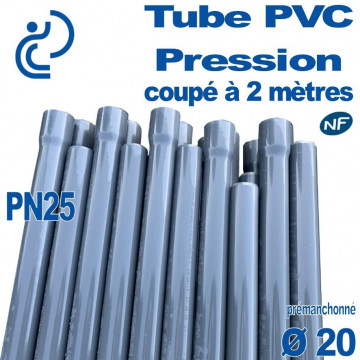 Tube PVC Pression Rigide D20 PN25 ep2.3 coupé à 2 mètres