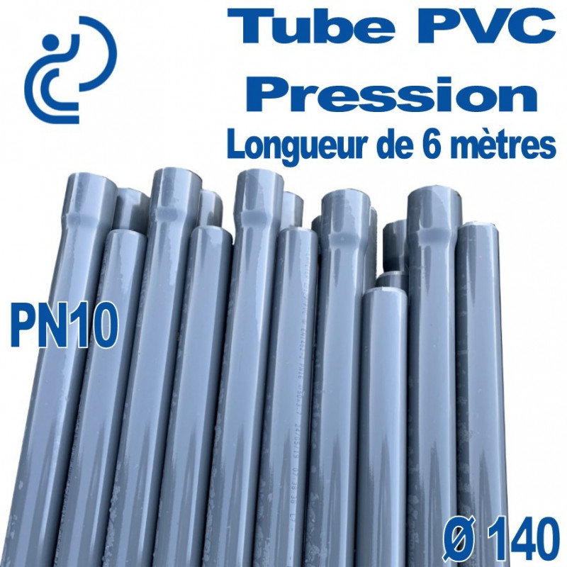 Tube PVC Pression Rigide Ø140 PN10 barre de 6 mètres à Coller