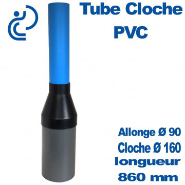 Tube cloche 860 mm en PVC bleu