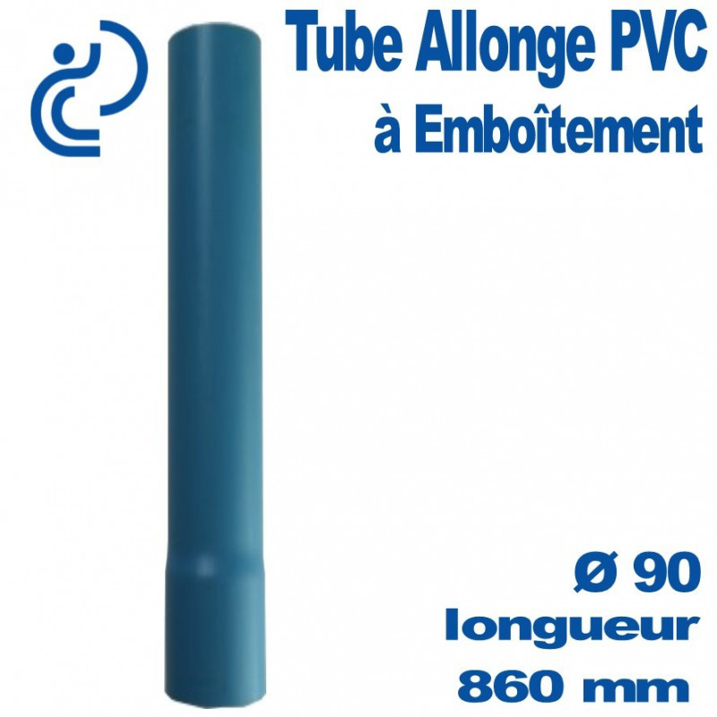 Tube allonge à emboîtement 820/860 mm en PVC bleu