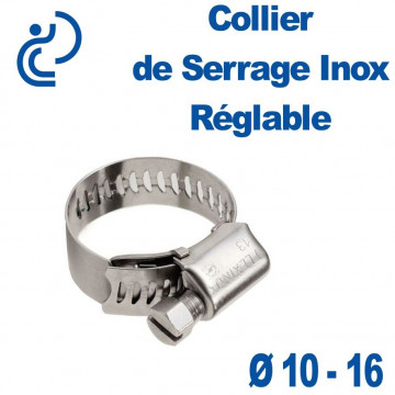 Collier de Serrage Inox Réglable 10-16