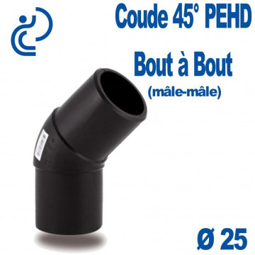Coude PEHD 45° Mâle - Mâle Ø25 pour Pose Bout à Bout