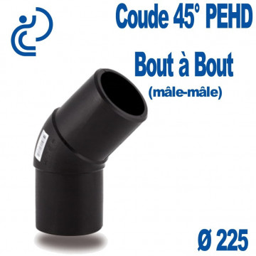 Coude PEHD 45° Mâle - Mâle Ø225 pour Pose Bout à Bout
