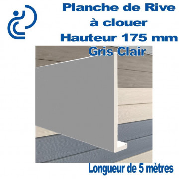 Planche de Rive à Clouer en PVC Gris Clair H175 en L Ep9 longueur de 5ml