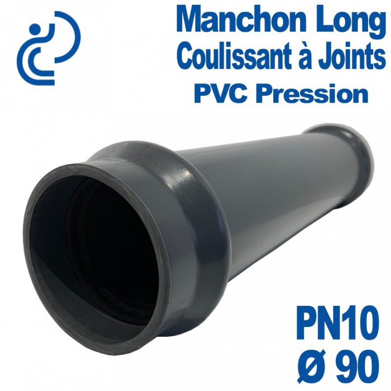 Manchon Long Coulissant PVC Pression à Joints D90 PN10
