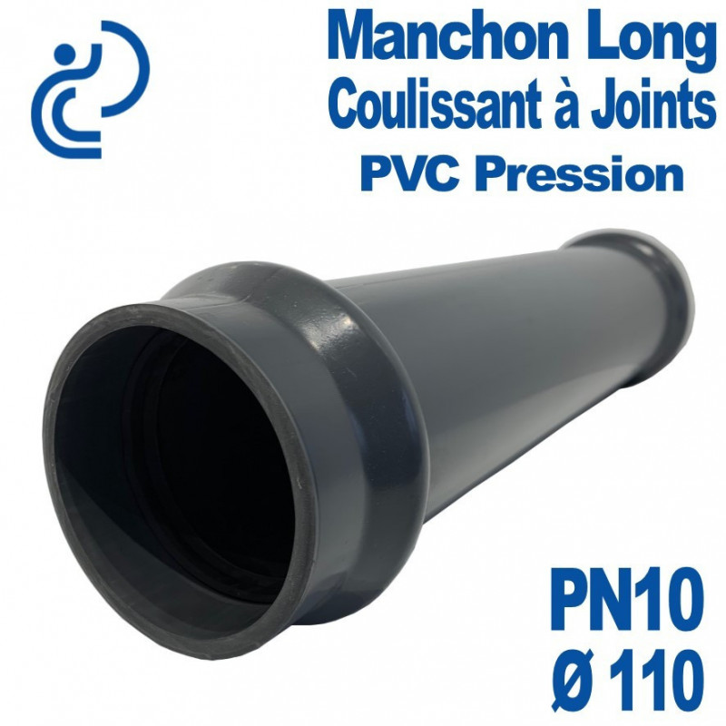 Manchon Long Coulissant PVC Pression à Joints D110 PN10