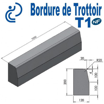 Bordure de Trottoir en Béton T1 longueur 1 mètre