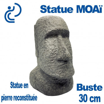 Statue Ornementale Buste MOAï en Pierre Reconstituée 30cm