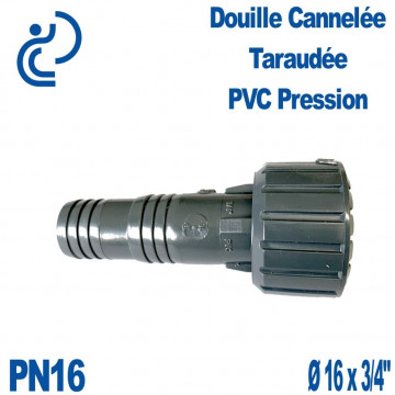 Douille Cannelée PVC Pression transition taraudée Ø16x3/4"